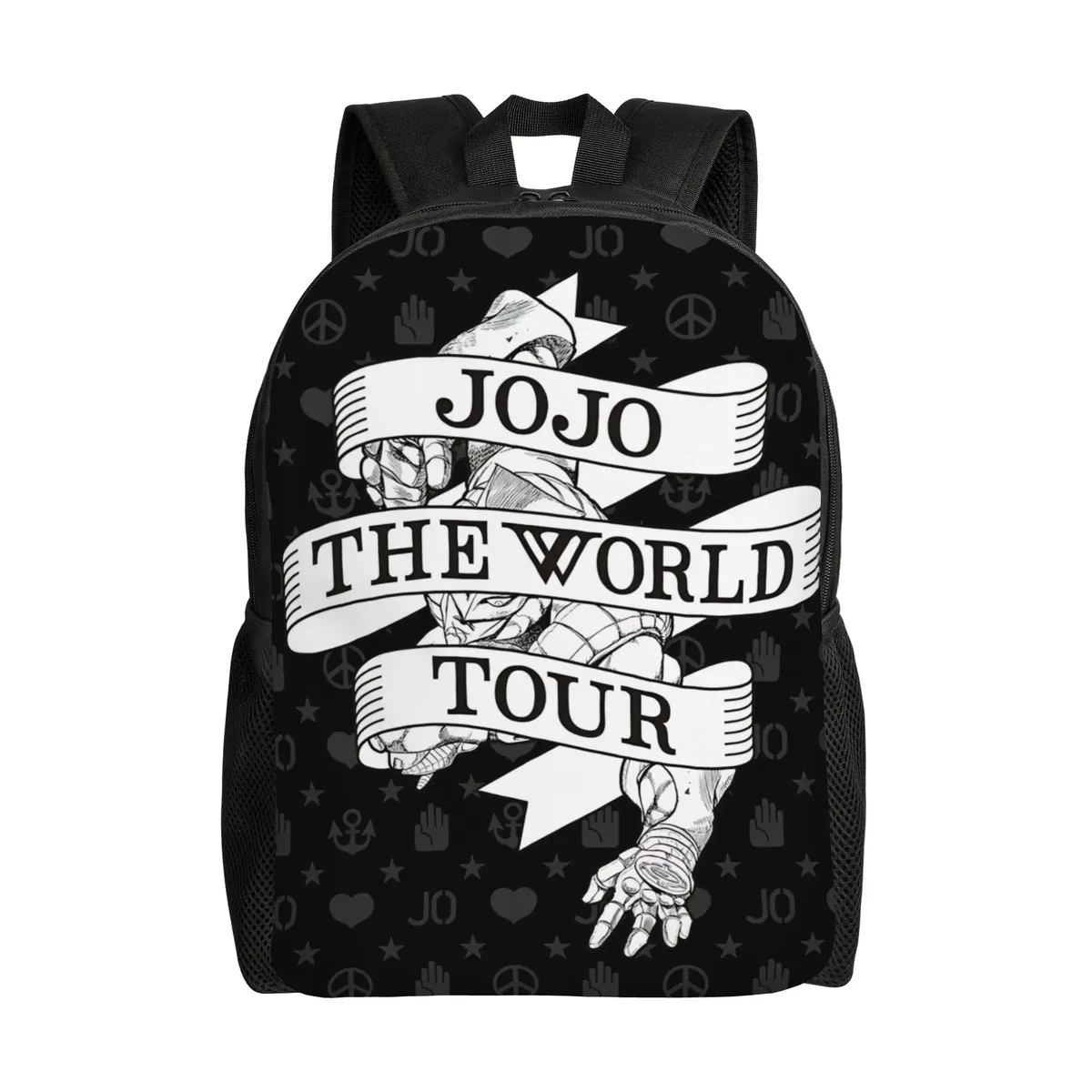 sac à dos jojo's bizarre adventure world, sac ita, sac à dos décontracté pour le camping avec fermeture éclair, motif anime jojo