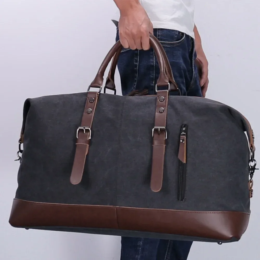 sacs de voyage en toile et cuir pour hommes, bagages à main, sacs de sport, fourre-tout de voyage, grand sac de week-end, sac de nuit, original