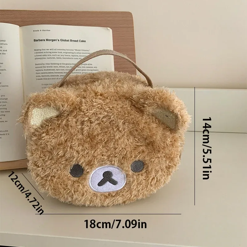 nouveau modèle de trousse de maquillage en peluche, motif ours relaxé anime, pochette de rangement pour bijoux pour femmes, organisateur pour filles, sacs à main, cadeau, meilleures ventes