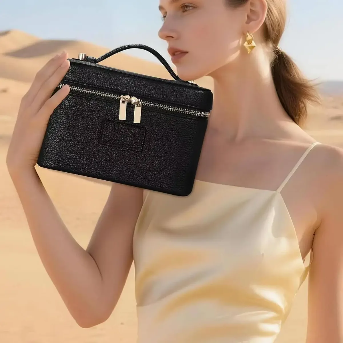 nouvelle trousse de voyage portable en cuir pu grande capacité pour femmes, trousse de maquillage et cosmétiques personnalisable avec logo