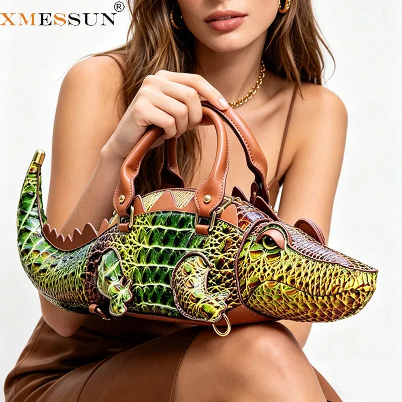 nouveau sac à main tendance en forme de crocodile pour femmes, sac fourre-tout de créateur à la mode européenne et américaine, sac à bandoulière décontracté pour femme