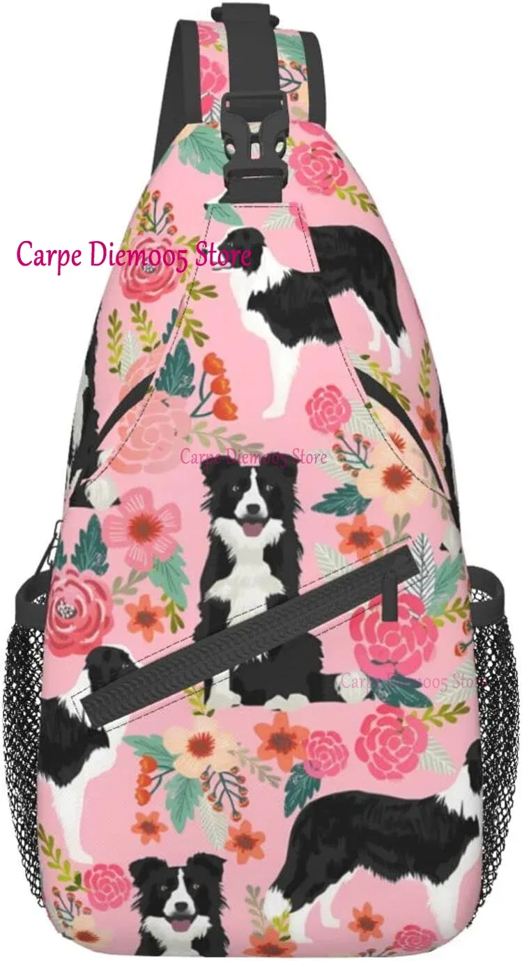 sac dos polyester motif chien floral petit format bandoulière poches extérieures voyage jour randonnée
