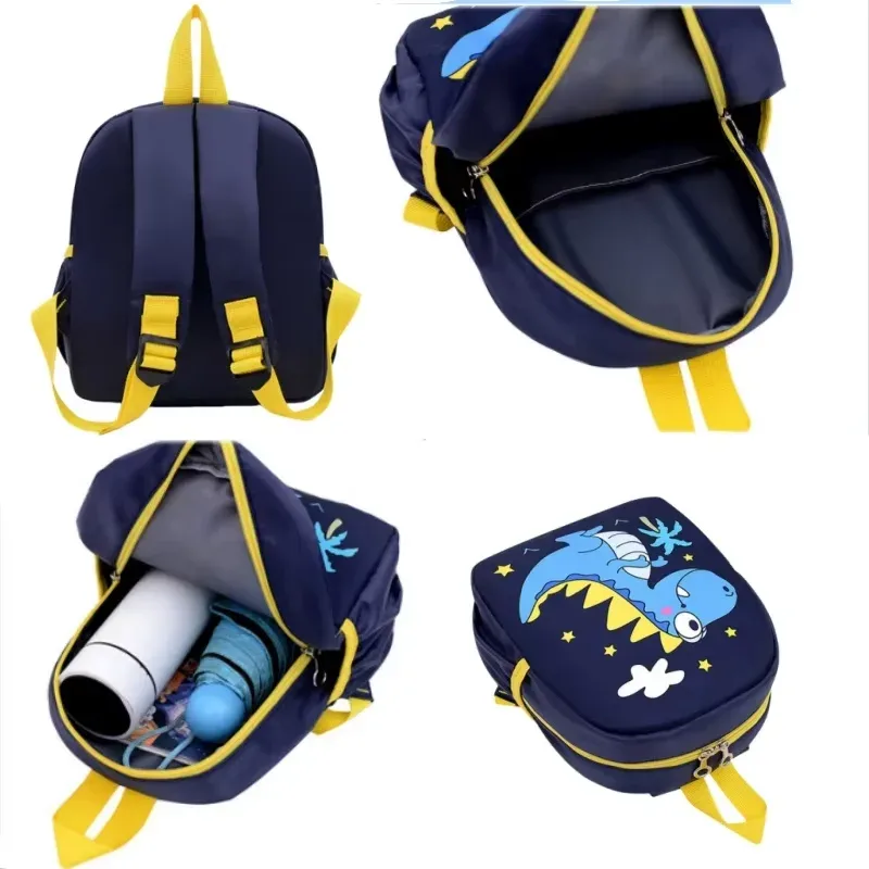 sac à dos imprimé pour enfants de maternelle, motif dinosaure et petits animaux, sac à dos double en toile pour garçons et filles, idéal pour la rentrée scolaire.
