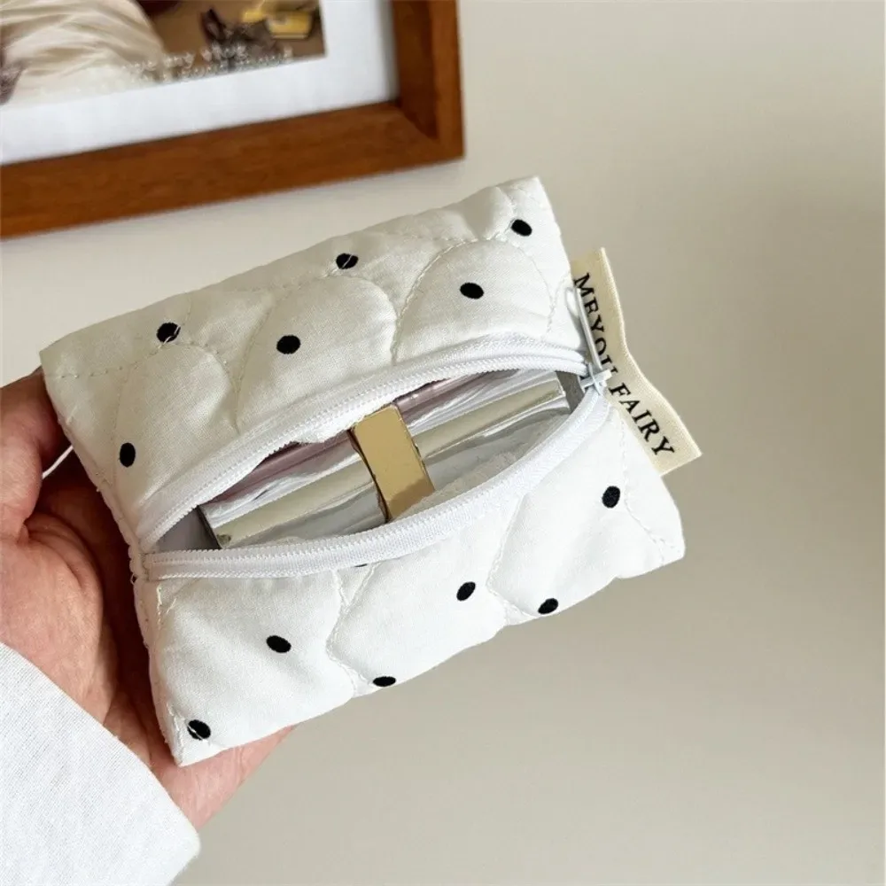 pochette de maquillage matelassée à pois, ultralégère, grande capacité, pochette cosmétique portable, sac à rouge à lèvres de voyage