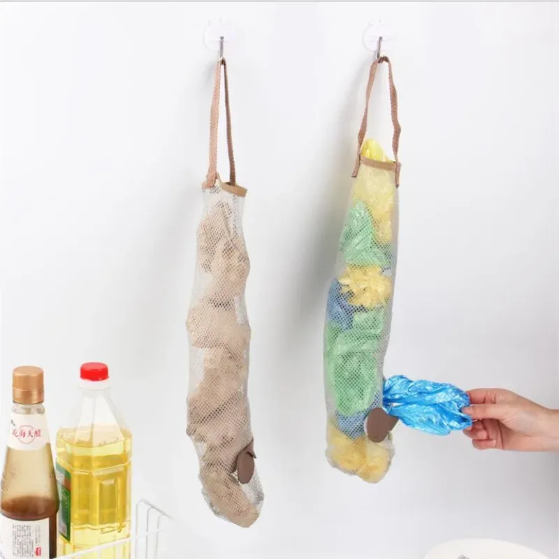 sac de rangement suspendu pour oignons et pommes de terre, sac en filet pour fruits et légumes, sac de rangement suspendu pour ail et oignons, organisateur de rangement