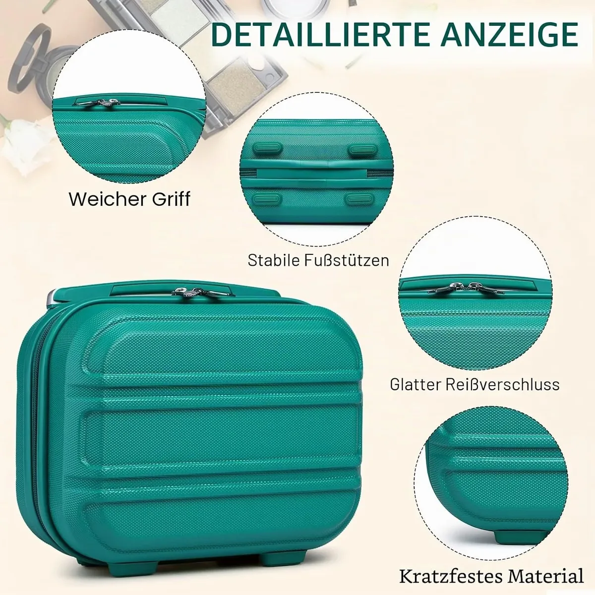 kono valise maquillage 12 pouces organisateur beauté, trousse de maquillage rigide avec compartiments pour cosmétiques, pinceaux et produits de soin