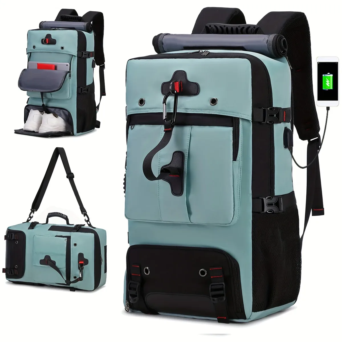 sac à dos de voyage pour hommes et femmes, grand sac à main avec compartiment à chaussures approuvé par la compagnie aérienne, sac à dos pour ordinateur portable 17 pouces, sac de sport