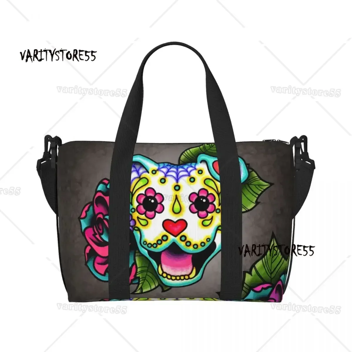 sac fourre-tout personnalisé à motif répété de chien bull terrier pour femmes, sac de voyage à bandoulière de grande capacité pour animaux de plage et de gymnastique