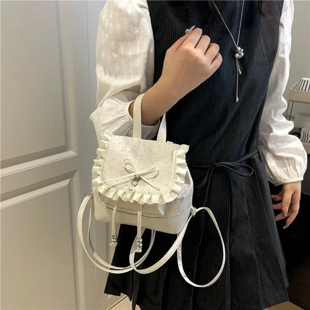 sac à dos mini léger à pois avec nœud papillon en dentelle tendance, sac à dos pour femmes, sac à dos pour femmes