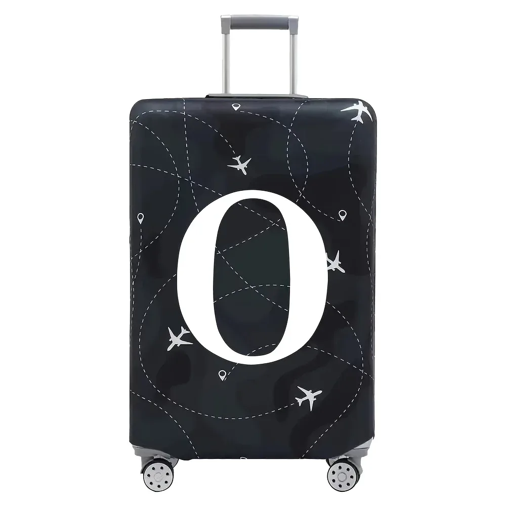 housse valise polyester motif trajectoires avions lettres noire blanc voyage protection valise taille variable