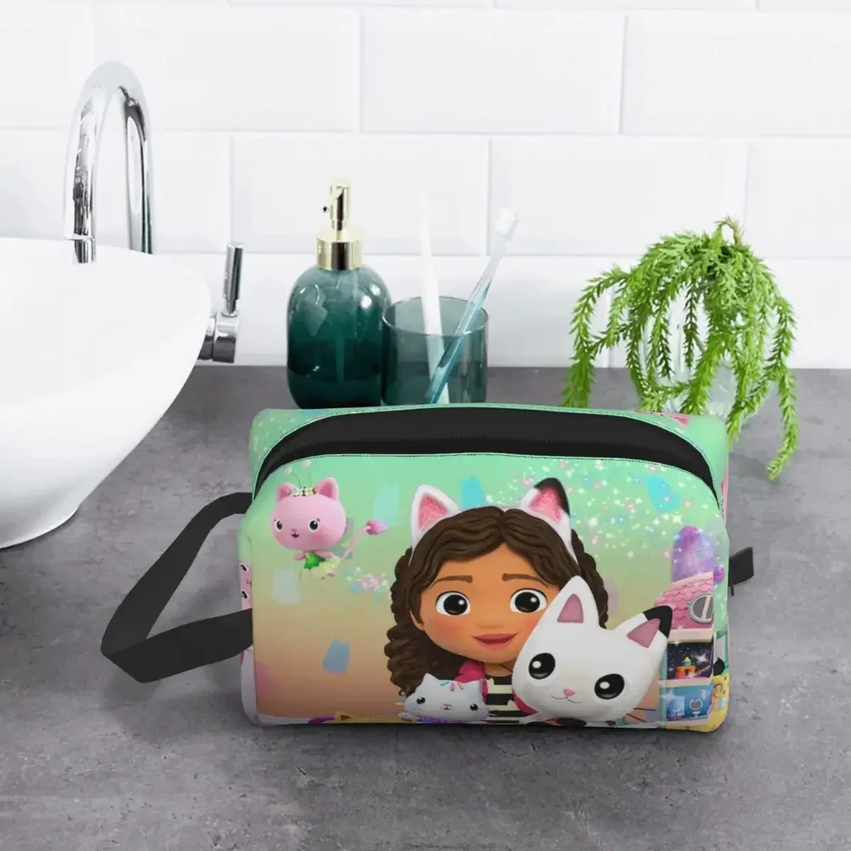 trousse de toilette de voyage pour maison de poupée gabbys, pour gabby cat pandy paws, organisateur de maquillage et de cosmétiques, kit de rangement de beauté dopp