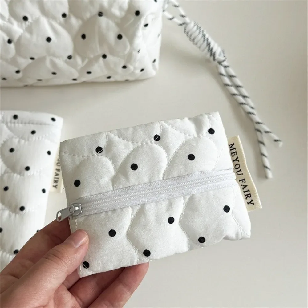 pochette de maquillage matelassée à pois, ultralégère, grande capacité, pochette cosmétique portable, sac à rouge à lèvres de voyage