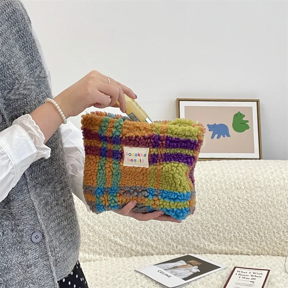 sac à cosmétiques pour femmes, pochette brodée marguerite florale, trousse de toilette de voyage coréenne, pochette de maquillage de beauté, trousse à crayons organisateur