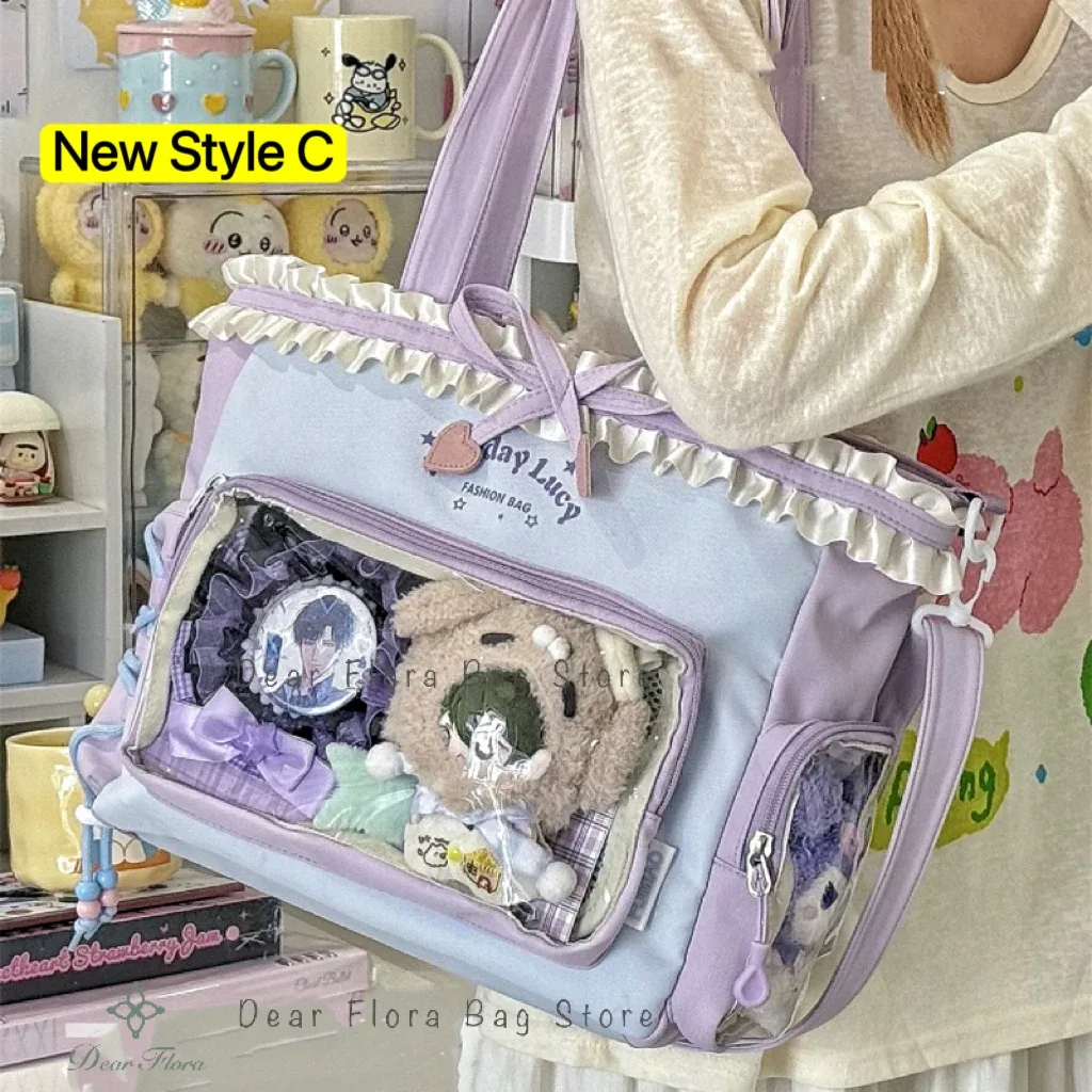 y2k mignon japonais ins ita sac lolita fille fourre-tout transparent sac à bandoulière grande capacité sac à bandoulière décontracté bricolage affichage sacs à main