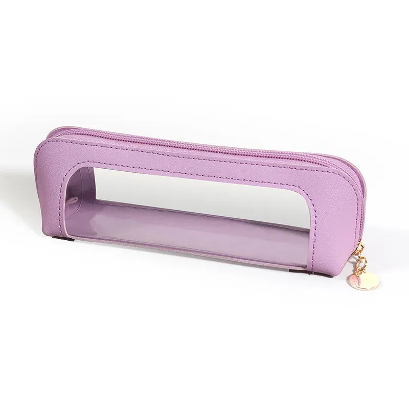 sac à cosmétiques transparent et étanche en pu, sac de rangement pour pinceaux de maquillage de voyage à fermeture éclair, pochette de rangement pour cosmétiques, trousse à crayons