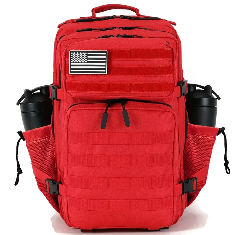 sac dos rouge bandes noires poche latérale bretelles ajustables compartiments multiples oxford université imperméable usage sport voyage