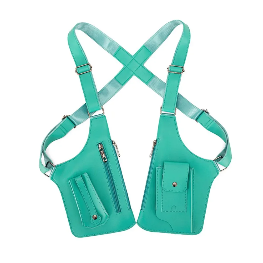 sac de poitrine rétro antivol multi-poches en cuir avec sangle dissimulée, sacoche multifonction pour téléphone portable, idéal pour la chasse