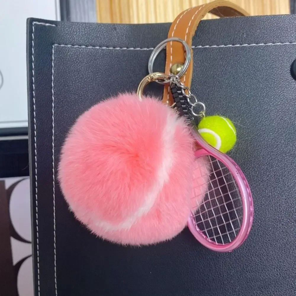 porte-clés créatif et mignon en forme de balle de tennis, accessoires pour clés, pendentif de sac à dos scolaire, breloques simples et douces pour sac à dos, cadeau pour fille