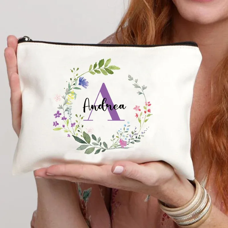 trousse à cosmétiques personnalisée avec nom, meilleur cadeau pour les enseignants de demoiselle d'honneur, femme, sœur, trousse de maquillage personnalisée, trousse de toilette tendance pour femmes