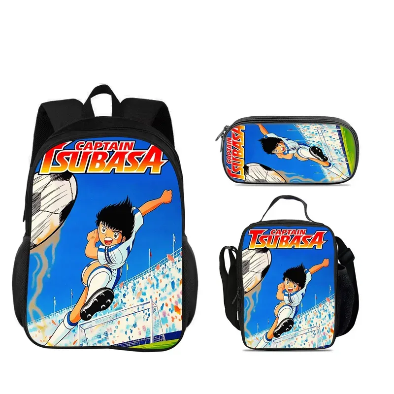 sac dos nylon dessin animé captain tsubasa bleu gris orange format 20 35 litres bandoulière arquée trousse maquillage sac lunch