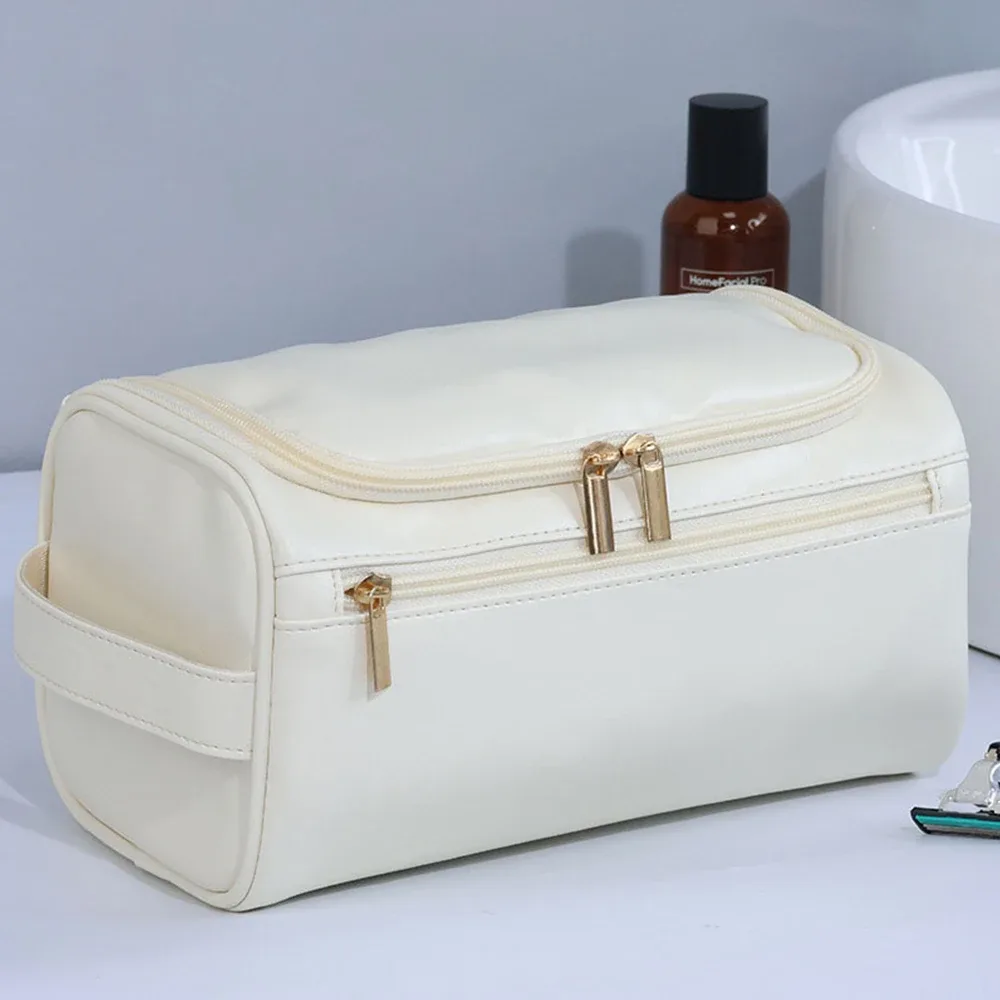 sac de maquillage personnalisé avec nom, trousse de toilette portable pour homme, sac de rangement de grande capacité pour voyage, sac de rangement en cuir pu imperméable