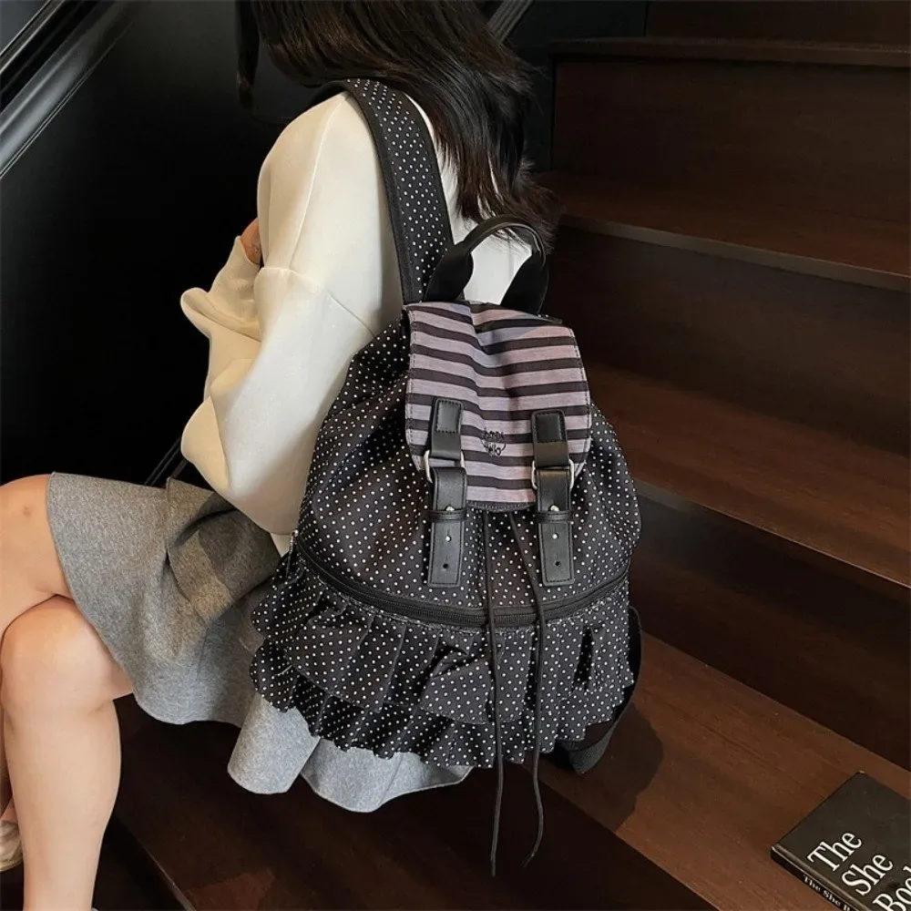 sac à dos à pois tendance, sac d'école multifonctionnel décontracté, sac à bandoulière de grande capacité, sac de voyage