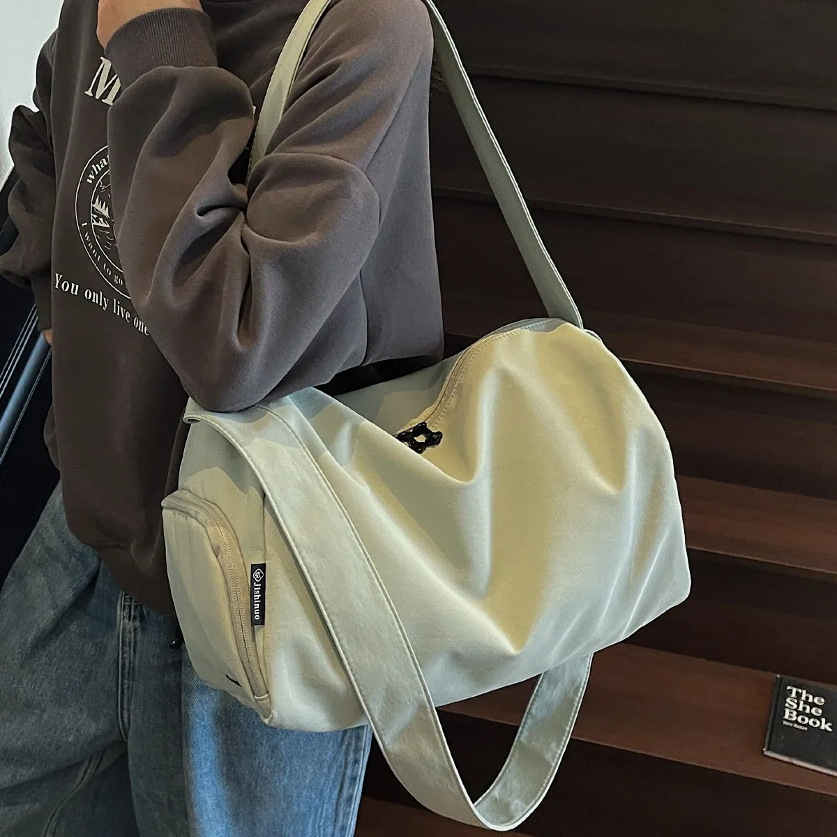 Sac de fitness de sport pour femme, sac de natation à séparation humide et sec, sac de voyage de grande capacité pour courte distance, sac de rangement pour bagages de voyage, comprenant compartiment à chaussures