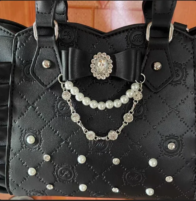 sac à main en strass et pierres précieuses de style japonais, fourre-tout lolita, nouveau sac à dos mignon pour femmes, sac à bandoulière avec nœud, 2 voies