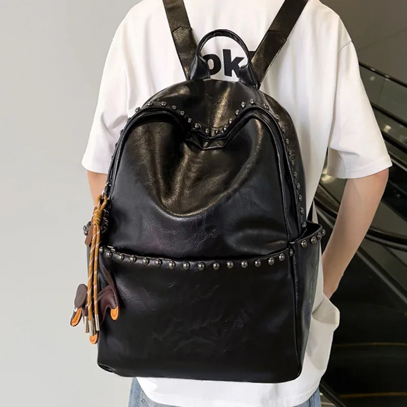 nouveau sac à dos à rivets, grande capacité, sac de voyage, sac à dos de couleur unie, sac pour ordinateur portable, sac à dos pour étudiants