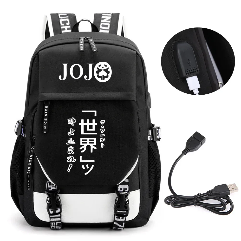 anime jojo bizarre adventure kira sac à dos école livre sacs mochila voyage usb port sac ordinateur portable garçon filles sac à dos