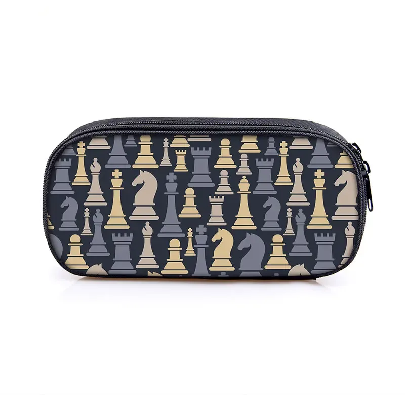 trousse à cosmétiques imprimée de jeu explorez ecs, sac à crayons explorez ecs, boîte à crayons checkmate, sac de papeterie, trousse de voyage, fournitures scolaires