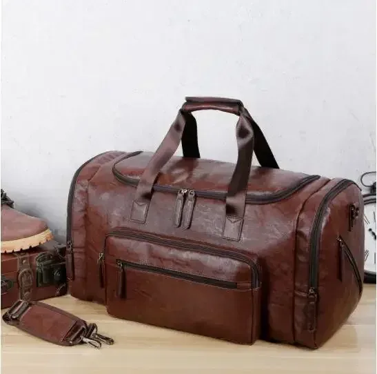 sacs à main de voyage en cuir pu rétro pour hommes d'affaires, sac à bagages de grande capacité, sac de sport pour hommes, sac de voyage initié en plein air