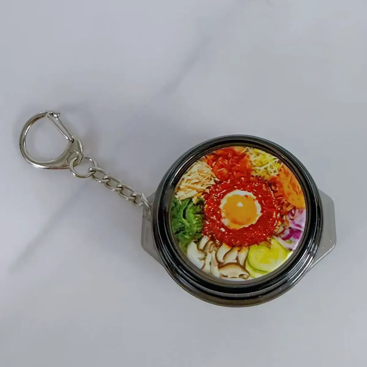 porte-clés coréen en forme de mini-aliment, bouton lumineux, charm kawaii pour sac, cadeau mignon pour amoureux de la cuisine, accessoire pour sac à dos et sac à main