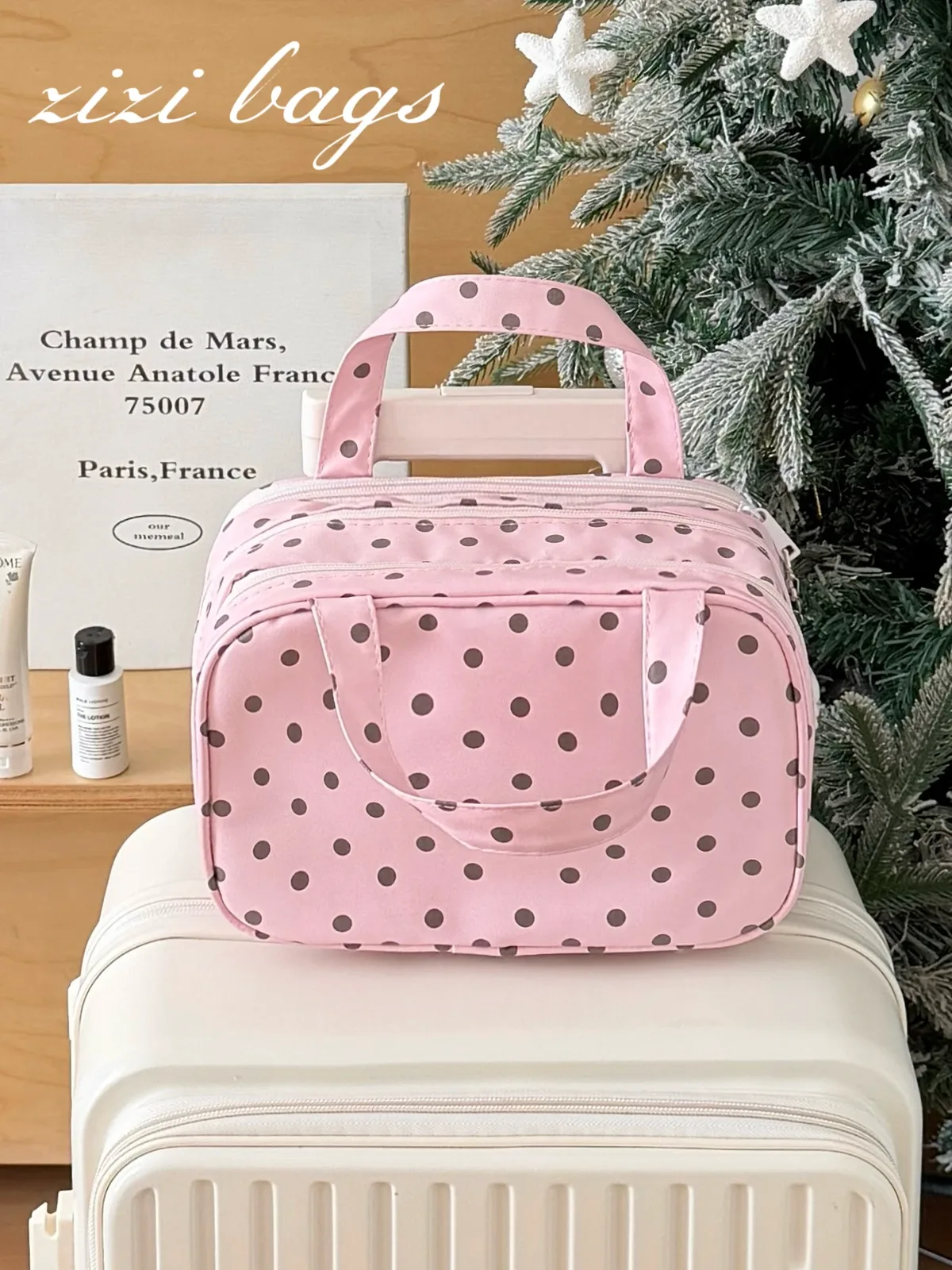 sac de rangement cosmétique portable à grande capacité, à 3 compartiments, sac de toilette de voyage, trousse de maquillage à main pour femmes