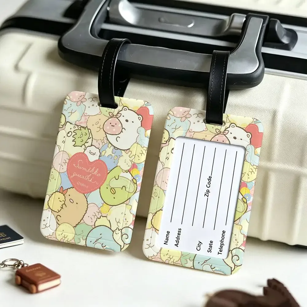 porte-étiquette d'identification anti-perte en pvc flexible sumikko gurashi, anime japonais, pour tous types de sacs de voyage