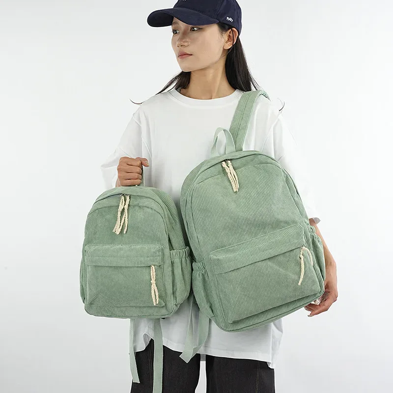sac à dos scolaire personnalisé 2026 nouvelle mode en velours côtelé avec fermeture éclair lisse, nom unique, grande capacité, sac à dos de voyage, sac à dos de randonnée