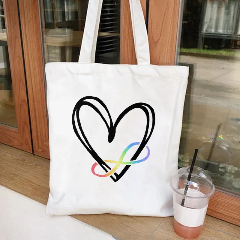 sac fourre-tout en toile de grande capacité pour femme, sac à provisions initié harajuku, supermarché de sensibilisation au tisme, compte plongeant, mode