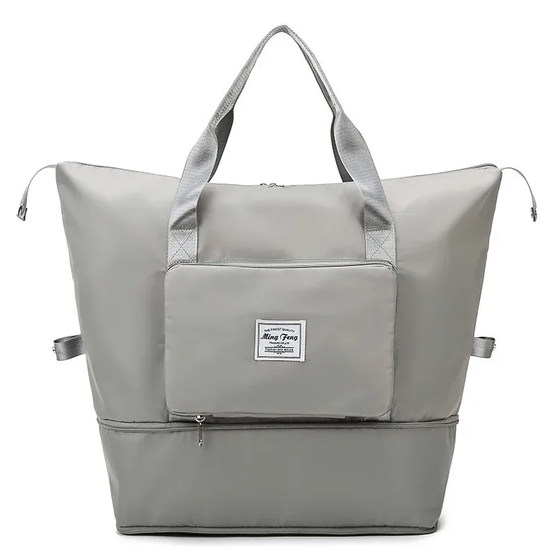 sac de voyage pliable, extensible, grande capacité, sacs de sport en nylon, étanche, double couche, fermeture éclair, sac à main, organisateur de bagages, fourre-tout, nouveau