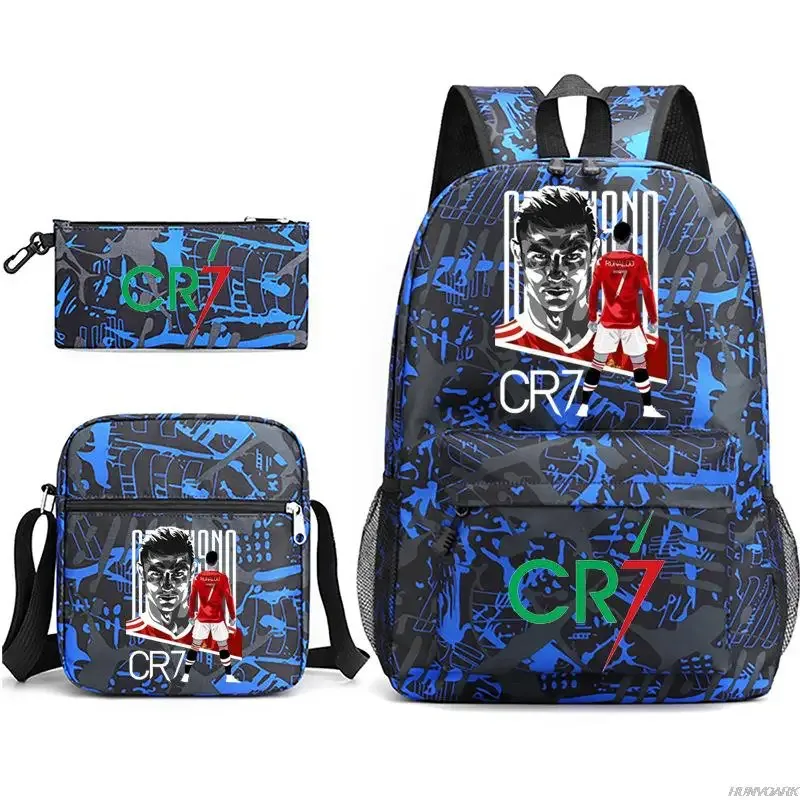 sac dos oxford université appliques cristiano ronaldo motifs galactiques ligne bleue pochette bandoulière noire vert rouge voyage étudiant