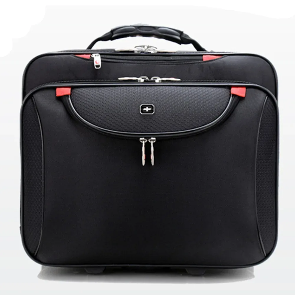 valise à roulettes pour ordinateur portable de 18 pouces en oxford imperméable, multi-poches, pour ordinateur portable, tablette, sac de transport, bagage de voyage