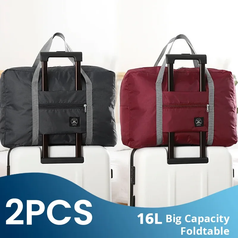lot de 2 sacs de voyage pliables pour bagage cabine, sac de week-end, sac de nuit, sac de transport pour hôpital, sac de sport, bagage à main