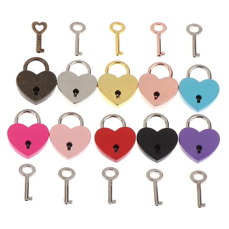 cadenas forme cœur métal noir rose rouge bleu doré voyage mariage bijoux valise cadeau noël