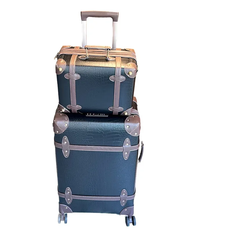 valise bagage roulante marron crocodile cuir plastique roulettes poignée supérieure grande capacité voyage affaires