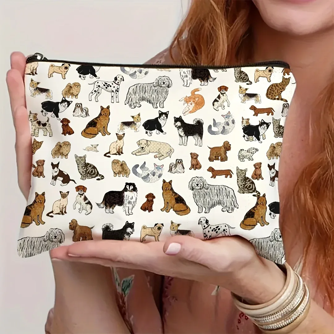 sac de maquillage mignon chien maman, pochette cosmétique de voyage en polyester avec fermeture éclair, cadeau de noël et d'anniversaire, pochette à fermeture éclair