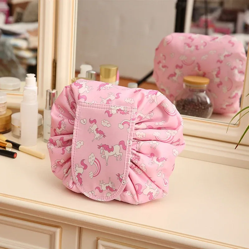 sac à cosmétiques à cordon de serrage pour femmes, sac de rangement de voyage, sac de maquillage, organisateur, pochette de maquillage portable étanche, trousse de toilette et de beauté