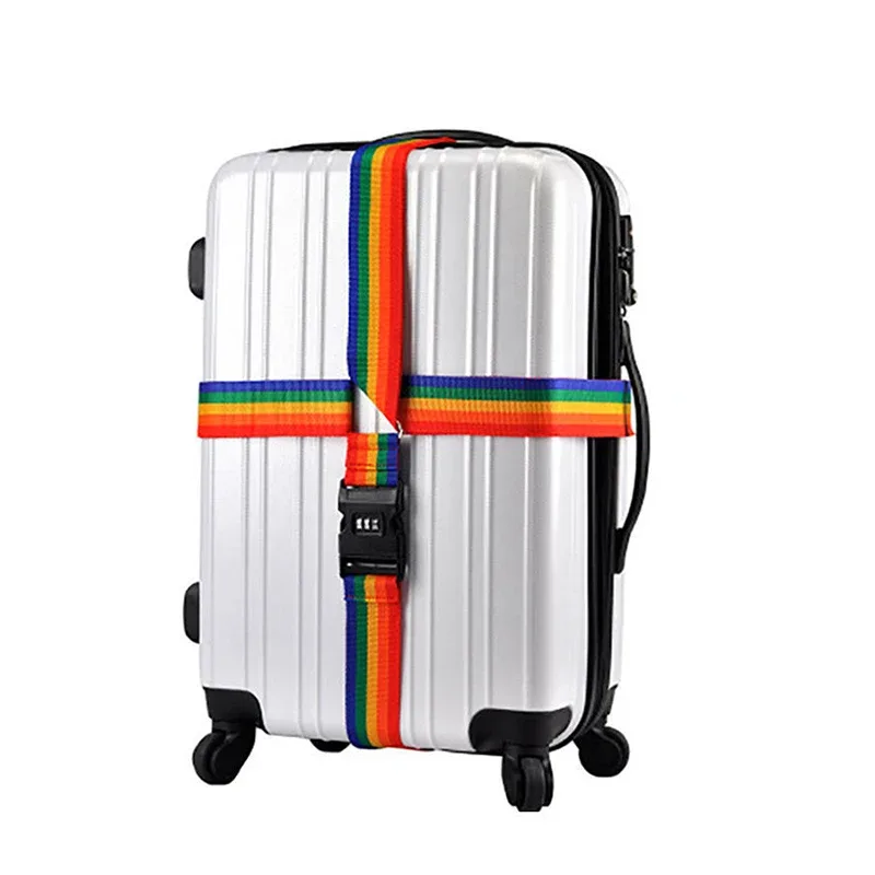 Sangle Sécurité Accessoire Voyage Nylon Multicolore Réglable Cadenas Mot Passe Jaune Rouge Vert Bleu Noir Gris Beige Rose Kaki