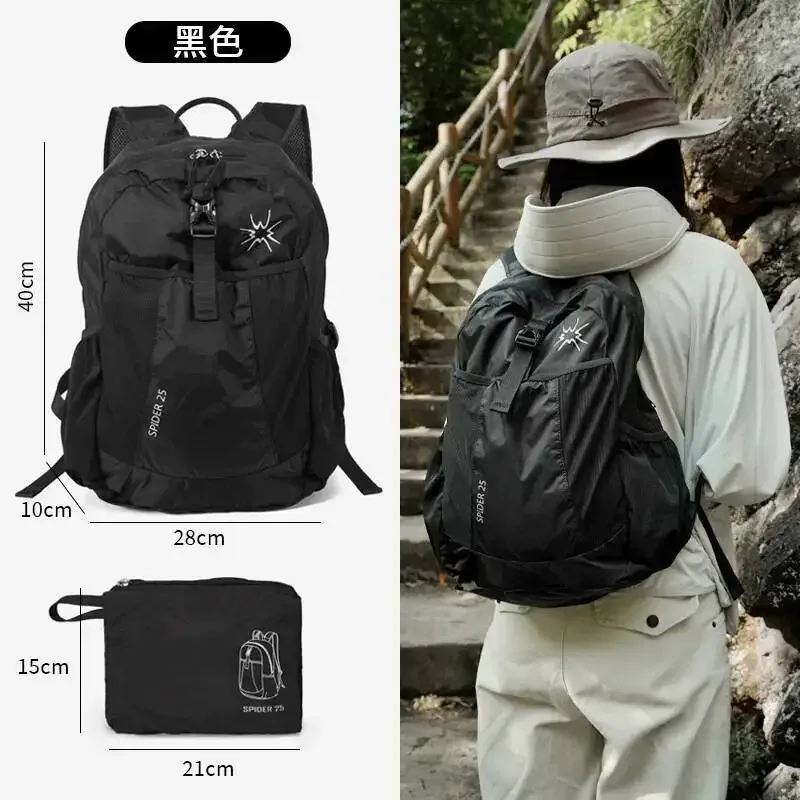 sac dos polyester gris clair rouge vif étoile stylisée pliable compact normcore minimaliste voyage loisir