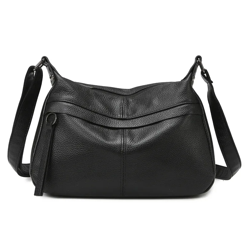 sac à main et pochette 100 % cuir de vachette, nouvelle mode, sac à bandoulière avec larges sangles, sac messager souple en cuir véritable pour femme