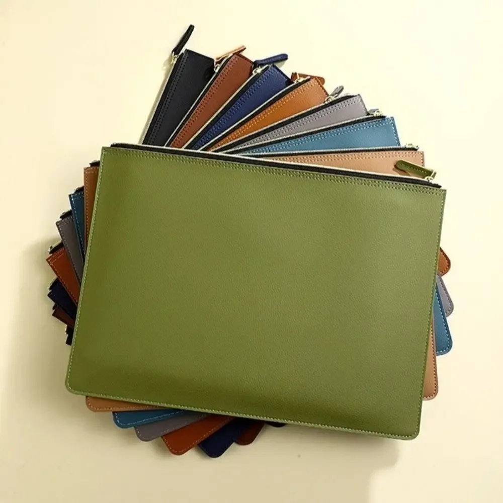 porte-documents en cuir pu a4 avec fermeture éclair, sac à documents imperméable, plusieurs couleurs, mallette d'affaires haut de gamme