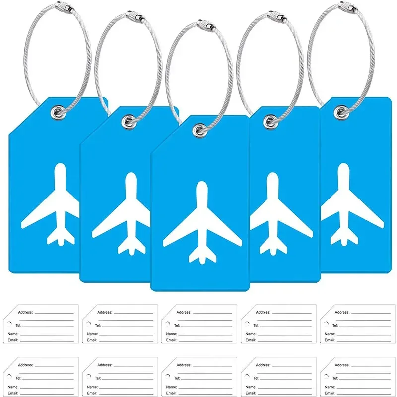 étiquettes de bagage d'avion en silicone pour hommes et femmes, porte-adresse d'identité de valise, étiquette de bagage mignonne, accessoires de voyage, étiquette de sacs, haute qualité